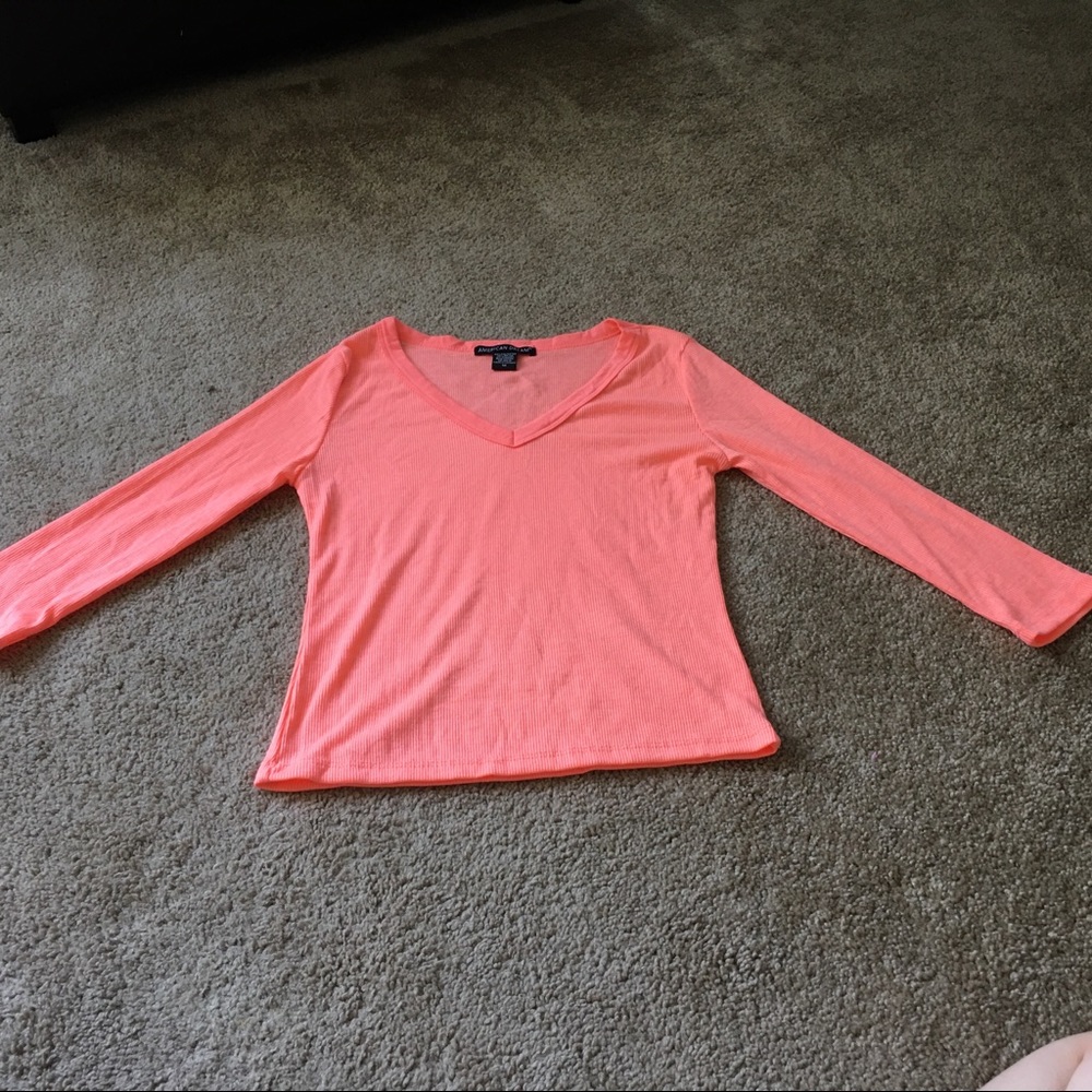 Bright coral 3 quarter sleeve top